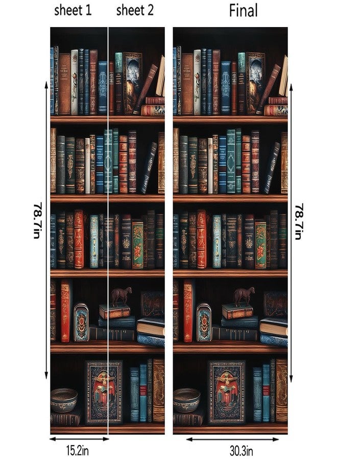 REDAMANCY Antique Book Shelf Vintage Peel and Stick Door Stickers Vinyl 3D Door Mural Decals Decor Wallpaper Self-Adhesive, Waterproof, Removable - Image 2