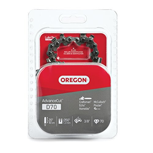 Oregon D70 AdvanceCut Chainsaw Chain for 20-Inch Bar – 70 Drive Links, Replacement Low-Kickback Chainsaw Blade, .050 Inch Gauge, 3/8 Inch Pitch, fits Several Poulan Pro & Echo Models (D70) Black - Image 1
