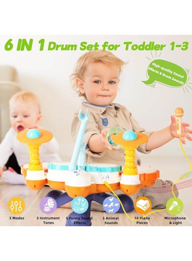Soofam Children's Drum Set, baby music toy piano with microphone, Montessori Toys suitable for children over 1 year old - For Boys and Girls Perfect Gifts. - Image 2