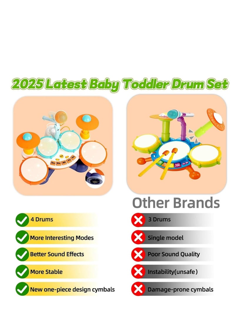 Soofam Children's Drum Set, baby music toy piano with microphone, Montessori Toys suitable for children over 1 year old - For Boys and Girls Perfect Gifts. - Image 5