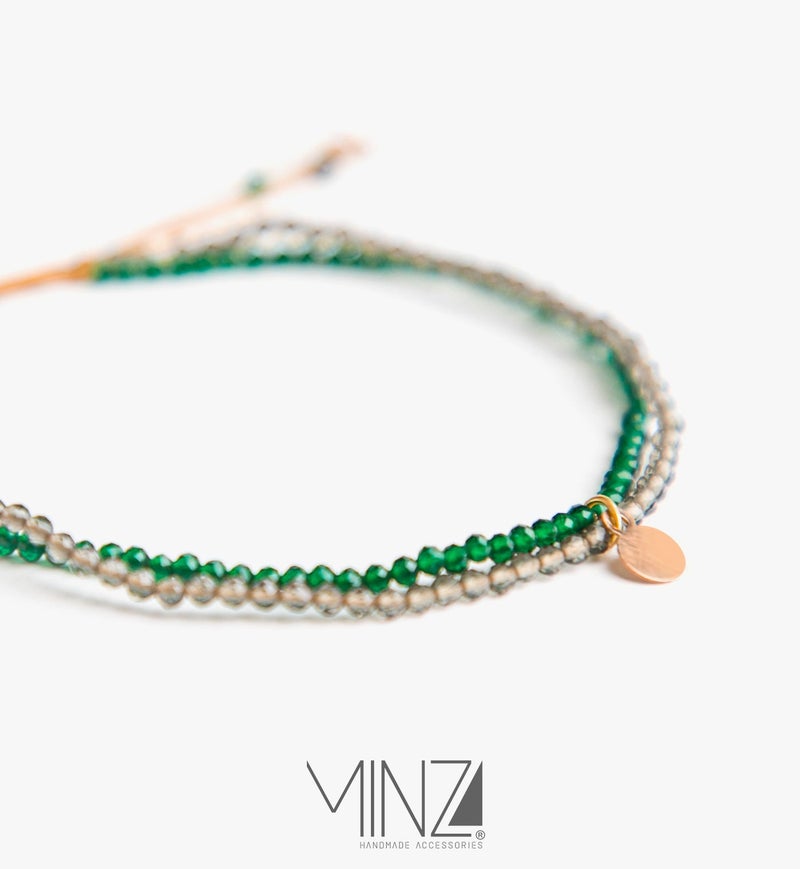 Minza “Lady Queen” Women’s Gold Bracelet, Pure 18K Gold Pendant, Jade & Silica Stones, Handmade Adjustable Cord Bracelet, Jewelry for Casual & Special Occasion. - Image 4