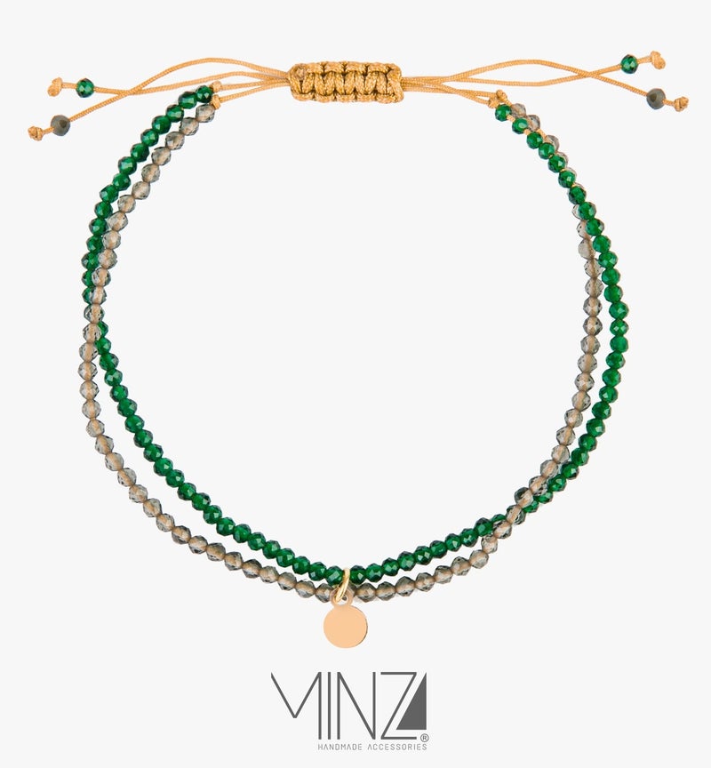 Minza “Lady Queen” Women’s Gold Bracelet, Pure 18K Gold Pendant, Jade & Silica Stones, Handmade Adjustable Cord Bracelet, Jewelry for Casual & Special Occasion. - Image 5