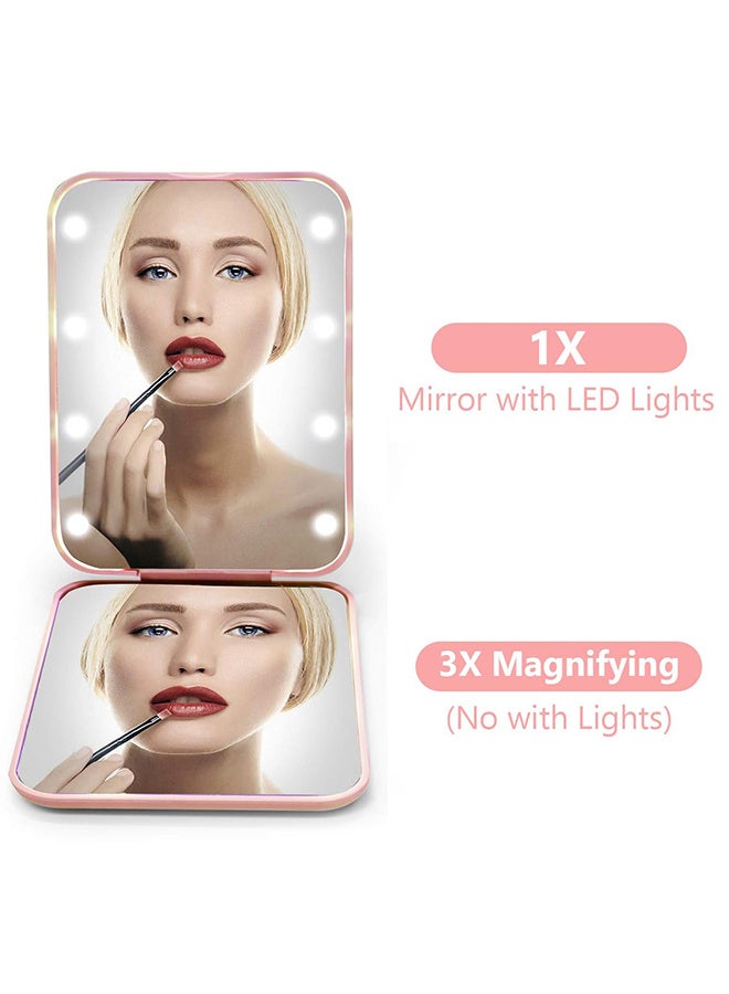 رات سو مرآة جيب محمولة بتكبير 1X/3X، مرآة مكياج مدمجة بإضاءة LED للسفر، صغيرة باليد ومضيئة، مزدوجة الجهتين، هدية مثالية للنساء والفتيات  - Image 3