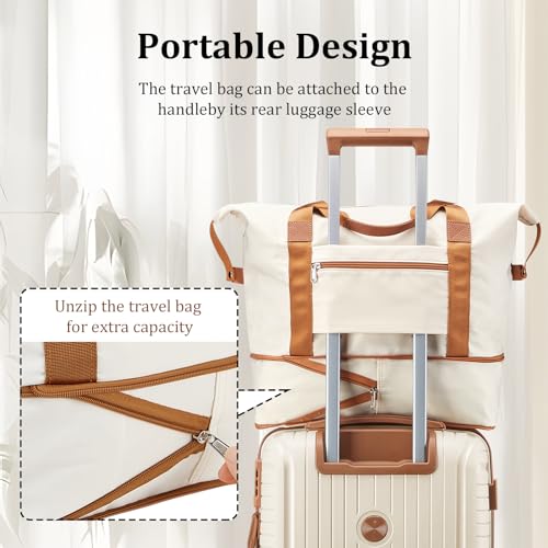 Joyway Luggage Sets 5 Piece PP Hardshell Carry on Suitcase, Travel Lightweight Carry-on with Double Spinner Wheels and TSA Lock, Beige Brown - Image 4