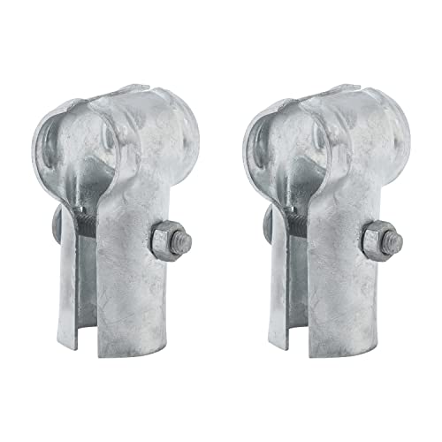 VIVIDA End Rail Clamp 1-3/8''x1-3/8'', Chain Link Fence T Clamp, Galvanized Steel End Clamp for 1-3/8'' OD Pipe, 2 PCS, Bolts & Nuts Included, Silver - Image 1