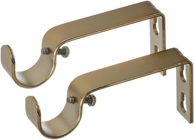 Ivilon Fixed Brackets for Curtain Rods - for 7/8 or 1 Inch Rods. Set of 2 - Warm Gold - Image 1