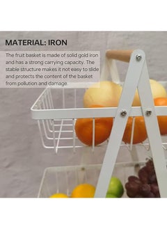 Arabest 3 Tier Fruit Basket, Fruit Basket for Kitchen Counter,Fruit Holder,Fruit Bowl with Wooden Handles, for Kitchen Storage and Restaurant Fruit Vegetable Bread Snack Storage (White)  - Image 4