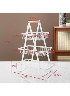 Arabest 3 Tier Fruit Basket, Fruit Basket for Kitchen Counter,Fruit Holder,Fruit Bowl with Wooden Handles, for Kitchen Storage and Restaurant Fruit Vegetable Bread Snack Storage (White)  - Image 2