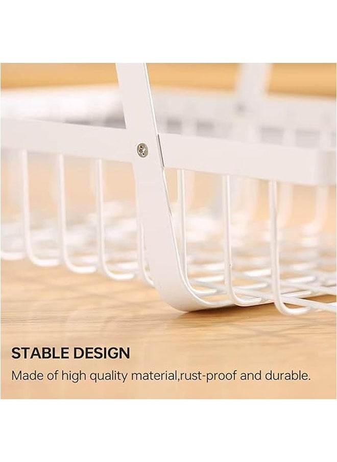 Arabest 3 Tier Fruit Basket, Fruit Basket for Kitchen Counter,Fruit Holder,Fruit Bowl with Wooden Handles, for Kitchen Storage and Restaurant Fruit Vegetable Bread Snack Storage (White)  - Image 5