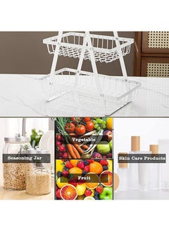 Arabest 3 Tier Fruit Basket, Fruit Basket for Kitchen Counter,Fruit Holder,Fruit Bowl with Wooden Handles, for Kitchen Storage and Restaurant Fruit Vegetable Bread Snack Storage (White)  - Image 3