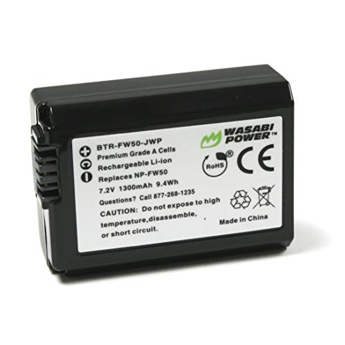 Wasabi Power Battery for Sony NP-FW50 (Compatible with ZV-E10, Alpha a7, a7 II, a7R, a7R II, a7S, a7S II, a5000, a5100, a6000, a6300, a6500, NEX-5T, Cyber-Shot DSC-RX10 III and More) - Image 1
