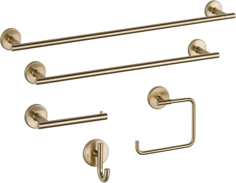 Delta Trinsic (1-Pack) Hand Towel Holder Champagne Bronze Towel Racks for Bathroom Wall Square Towel Ring Holder for Bath Towel Hanger for Kitchen, Bathroom Accessories 759460-CZ - Image 4