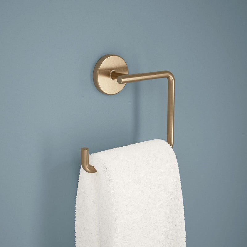 Delta Trinsic (1-Pack) Hand Towel Holder Champagne Bronze Towel Racks for Bathroom Wall Square Towel Ring Holder for Bath Towel Hanger for Kitchen, Bathroom Accessories 759460-CZ - Image 2