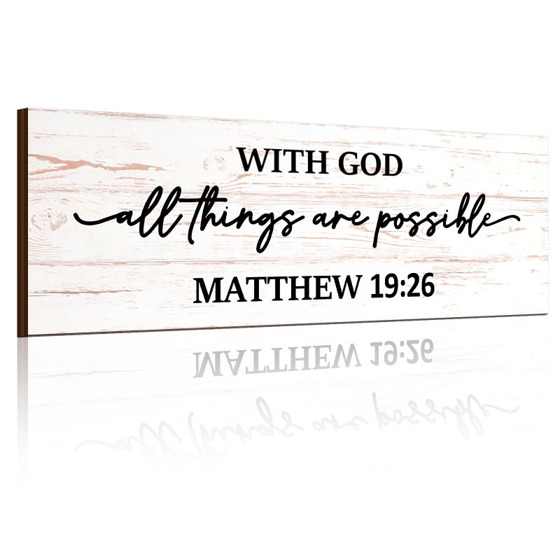 Jetec Farmhouse Bible Verse Scripture Wall Signs with God All Things Are Possible Wooden Plaque Decor for Church Home Christian Wall Art Decor17 x 6 Inch Matthew