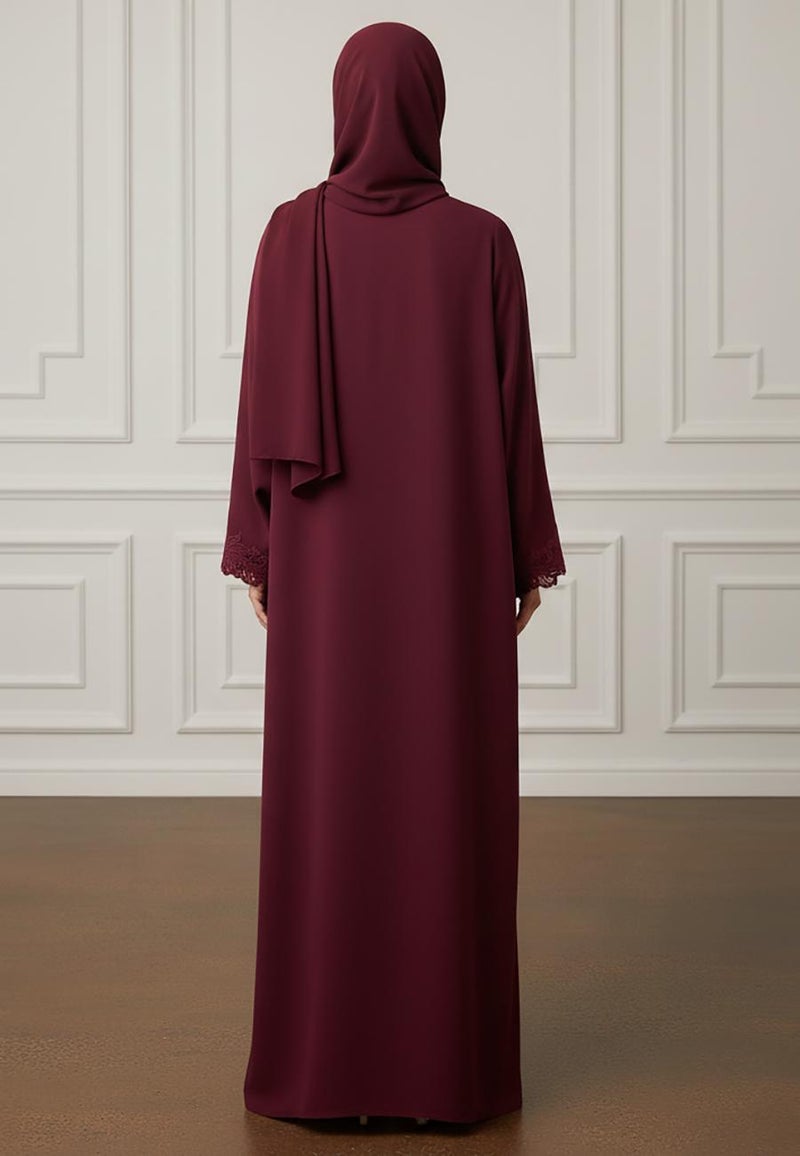 NUKHBAA Inaya Baroque Lace Abaya| Nida Fabric-908 - Image 4