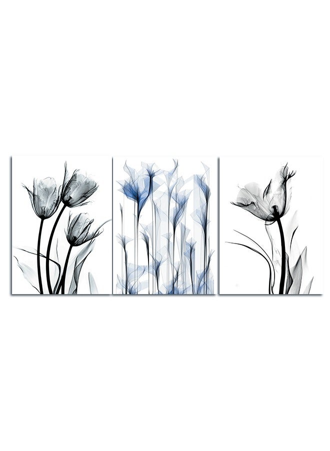 ماركتنا طقم من ثلاث لوحات كانفس على إطار خشبي بتصميم ورود - Image 2