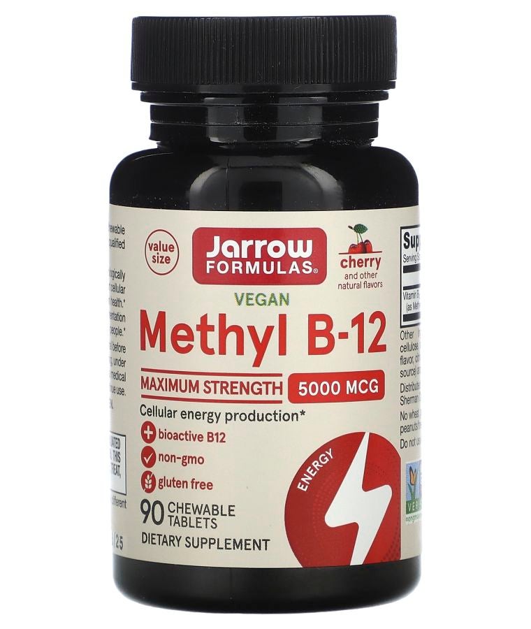 jarrow formulas Vegan Methyl B-12 Maximum Strength Cherry 5000 mcg 90 Chewable Tablets