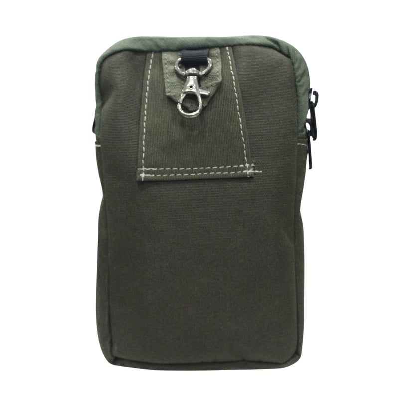 Saco حقيبة سaco النسيج النايلون المتين للهواتف المحمولة للرجال - حاملة هواتف مزدوجة مع 2 جيب بسحاب وزر ضغط، حلقة حزام ومشبك، حقيبة حزام للهواتف الذكية حتى 6.8 بوصة | حقيبة عبر الجسم وحقيبة كتف للرجال والنساء - Image 4