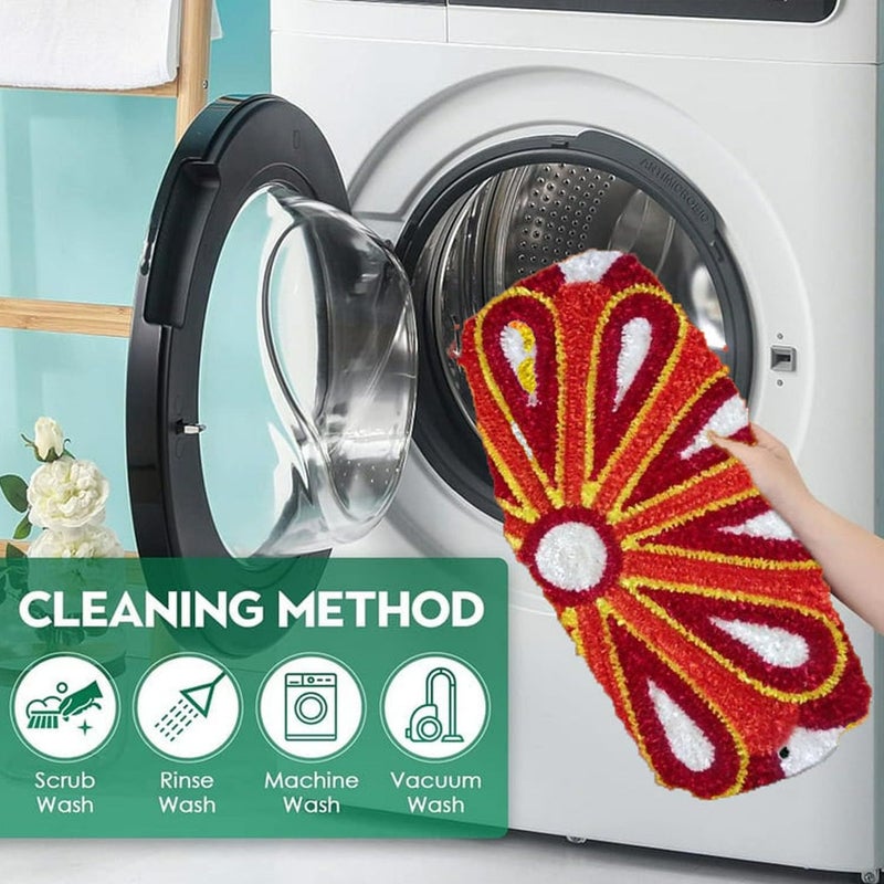 StromX Super Soft Microfiber Rangoli Door Mat for Home, Temple, Festival Rangoli Mat, Multicolor Pooja Mat, Diwali, Living Room, Kitchen, Traditional Modern Entrance Door Mat (24x24 Inch) Design15 - Image 4