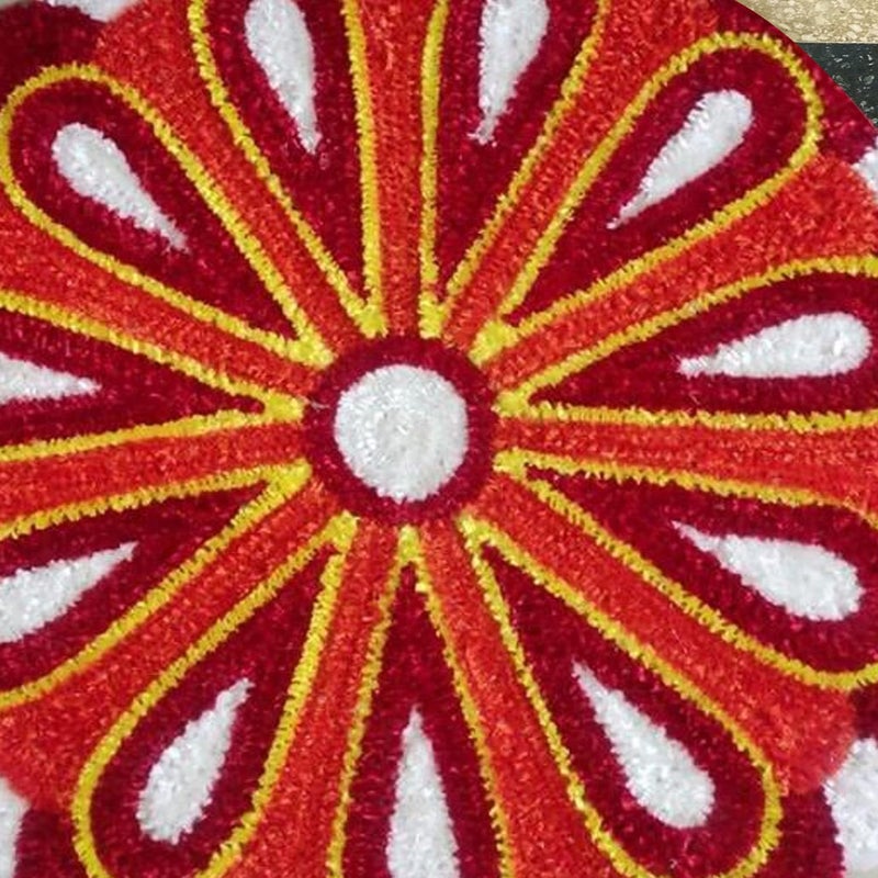 StromX Super Soft Microfiber Rangoli Door Mat for Home, Temple, Festival Rangoli Mat, Multicolor Pooja Mat, Diwali, Living Room, Kitchen, Traditional Modern Entrance Door Mat (24x24 Inch) Design15 - Image 3