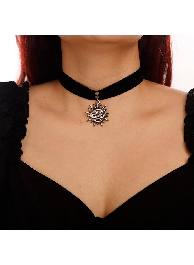 BERYUAN Halloween Sun Choker Black Necklace Light Lace Necklace For Women Girls Choker Costume Jewelry For Teens Teen Girls(7) - Image 2