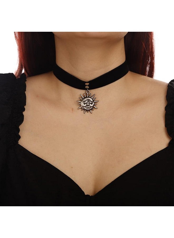 BERYUAN Halloween Sun Choker Black Necklace Light Lace Necklace For Women Girls Choker Costume Jewelry For Teens Teen Girls(7) - Image 3