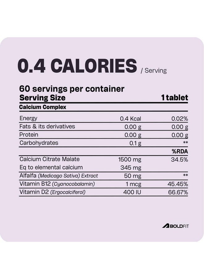 Boldfit Calcium Tablets for Women Calcium Tablets for Men Calcium Tablet 1500mg Calcium Supplements for Women & Men Ideal for Bone and Joint Support - 60 Tab - 2Pack - Image 2