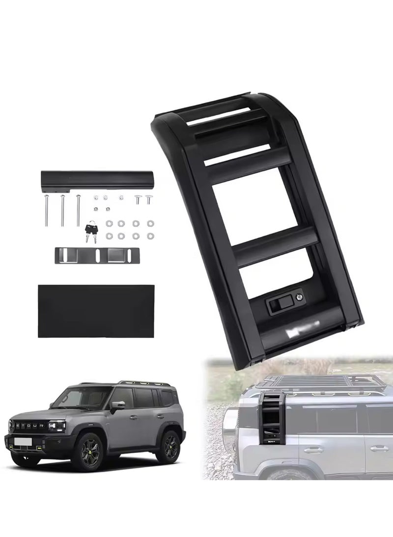 Foldable Side Door Ladder for Jetour T2 2023+ – Matte Black Elevatable Protection Framework, 4x4 Off-Road Climbing Ladder for Easy Roof Access - Image 1