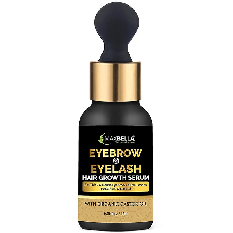 MaxBella Eyebrow  Eyelash Growth Serum with Castor Onion Oil and Vitamin E  Grow Stronger Fuller Thicker Regrowth  Eyebrow  Eyelash Enhancing Oil  15ml Pack - Image 1