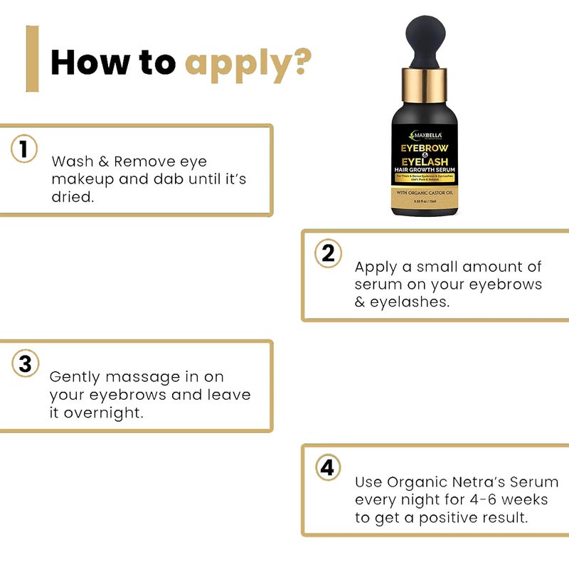 MaxBella Eyebrow  Eyelash Growth Serum with Castor Onion Oil and Vitamin E  Grow Stronger Fuller Thicker Regrowth  Eyebrow  Eyelash Enhancing Oil  15ml Pack - Image 5