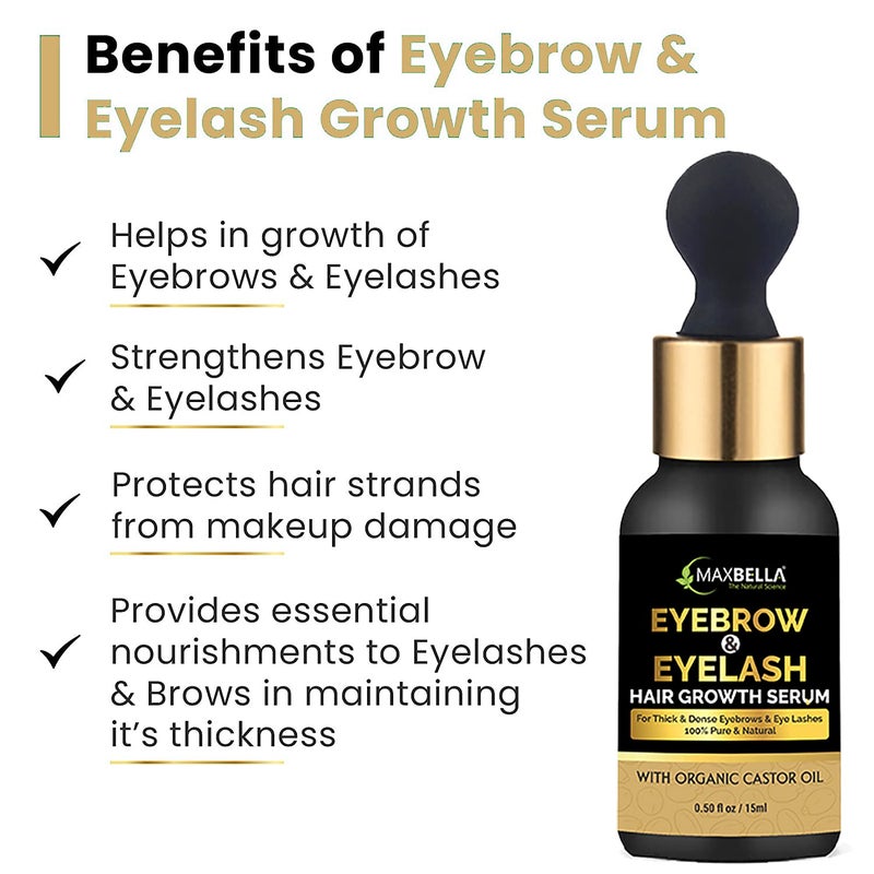 MaxBella Eyebrow  Eyelash Growth Serum with Castor Onion Oil and Vitamin E  Grow Stronger Fuller Thicker Regrowth  Eyebrow  Eyelash Enhancing Oil  15ml Pack - Image 4