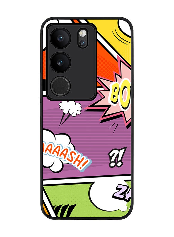 Stylizedd Rugged Black Edge case for Vivo V29 / Vivo V29 Pro / Vivo S17, Slim fit Soft Case Flexible Rubber Edges Anti Drop TPU Gel Thin Cover - Comic Strip - Image 1