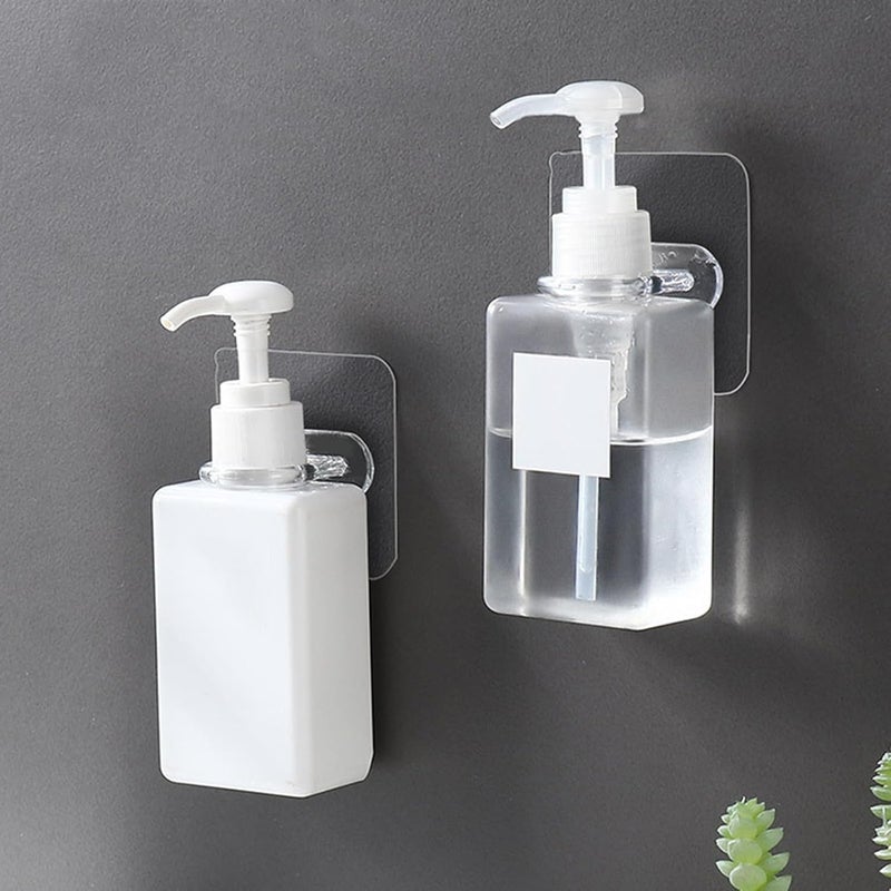 Garneck Shower Gel Bottle Holder and Adhesive Wall Mounted Plastic Hooks, Punch-Free Heavy Duty Self-Adhesive Bathroom Storage Organizer, 8 Pieces for Home and Bathroom Use - Image 4