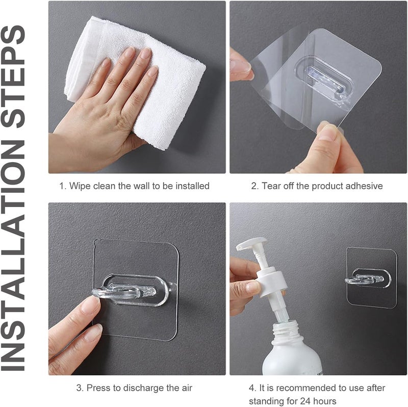Garneck Shower Gel Bottle Holder and Adhesive Wall Mounted Plastic Hooks, Punch-Free Heavy Duty Self-Adhesive Bathroom Storage Organizer, 8 Pieces for Home and Bathroom Use - Image 5
