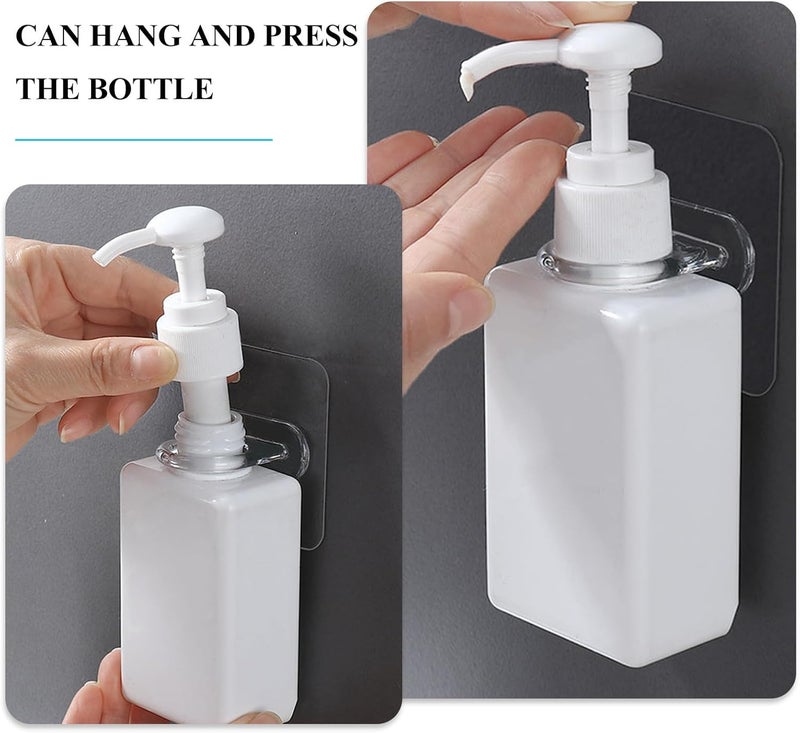 Garneck Shower Gel Bottle Holder and Adhesive Wall Mounted Plastic Hooks, Punch-Free Heavy Duty Self-Adhesive Bathroom Storage Organizer, 8 Pieces for Home and Bathroom Use - Image 3