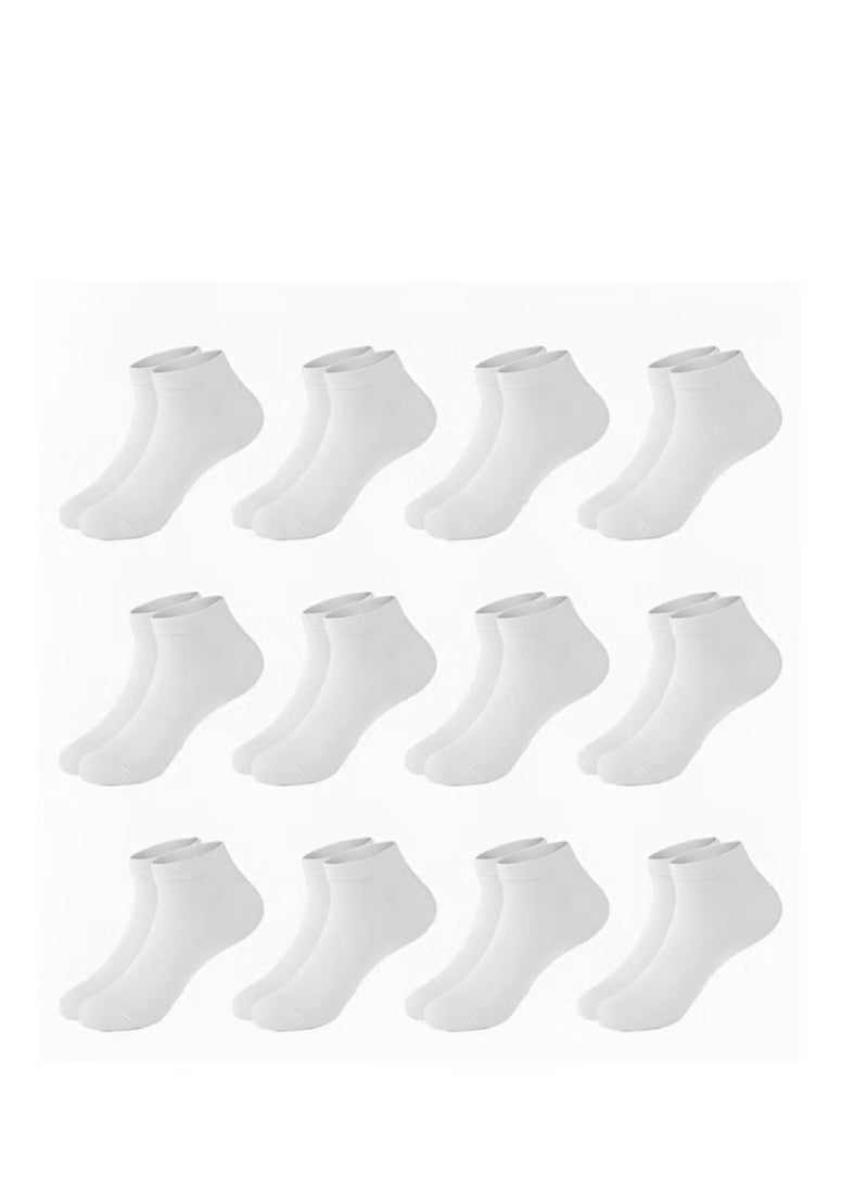 Cotton Socks Set of 12 Pairs Unisex White High Quality - Image 1