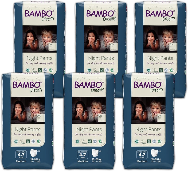 BAMBO NATURE بامبو ناتشر بريميوم بنطلونات ليلية حالمة قابلة للسحب مصنفة بيئياً حفاضات ليلية آمنة مريحة صديقة للبشرة للأطفال من عمر 4 إلى 7 سنوات 60 قطعة - Image 2