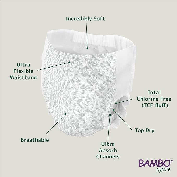 BAMBO NATURE بامبو ناتشر بريميوم بنطلونات ليلية حالمة قابلة للسحب مصنفة بيئياً حفاضات ليلية آمنة مريحة صديقة للبشرة للأطفال من عمر 4 إلى 7 سنوات 60 قطعة - Image 3