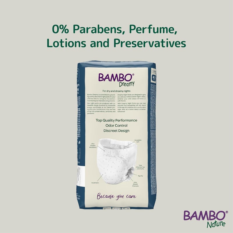 BAMBO NATURE بامبو ناتشر بريميوم بنطلونات ليلية حالمة قابلة للسحب مصنفة بيئياً حفاضات ليلية آمنة مريحة صديقة للبشرة للأطفال من عمر 4 إلى 7 سنوات 60 قطعة - Image 5