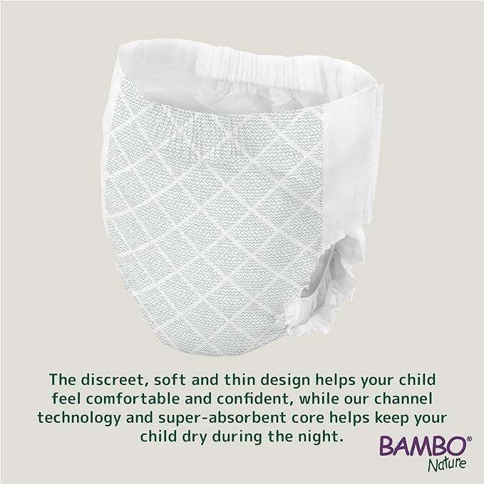 BAMBO NATURE بامبو ناتشر بريميوم بنطلونات ليلية حالمة قابلة للسحب مصنفة بيئياً حفاضات ليلية آمنة مريحة صديقة للبشرة للأطفال من عمر 4 إلى 7 سنوات 60 قطعة - Image 4