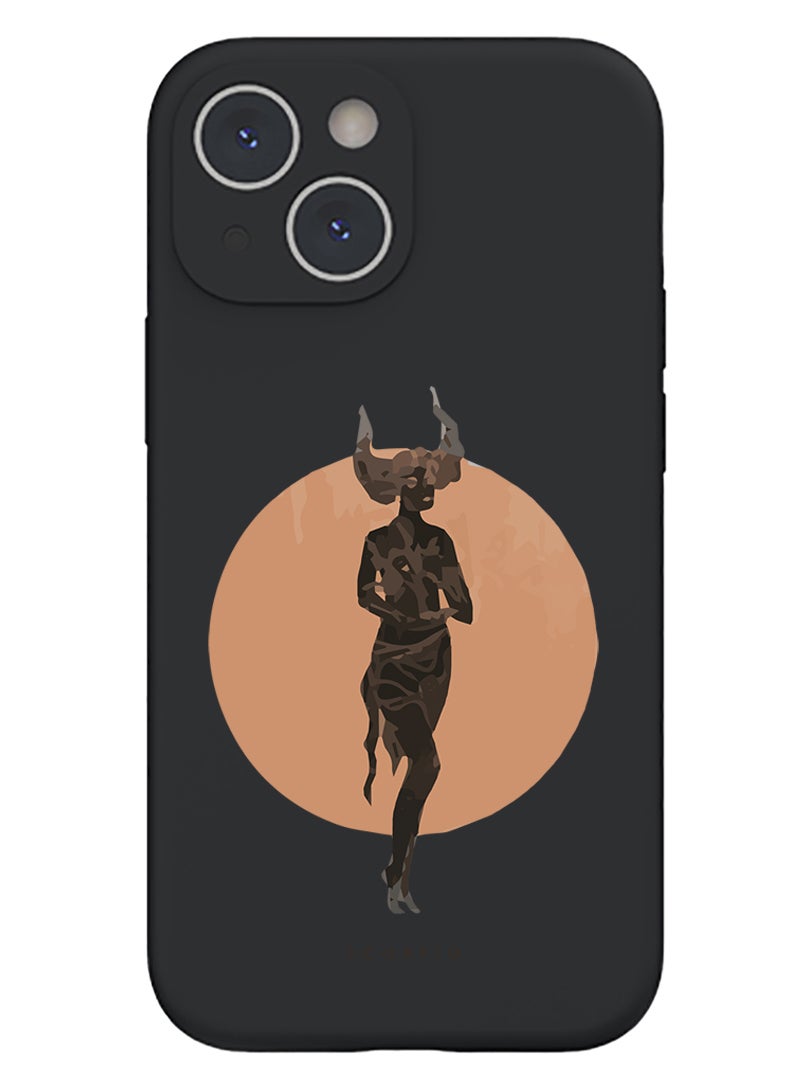 Theodor Protective Slim Fit Case Liquid Silicone Cover with Full Body Protection Anti-Scratch Shockproof Case For iPhone 14 Black  - Smile please - Image 1