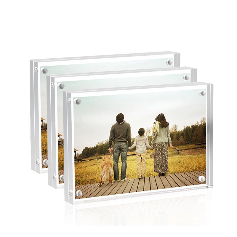 sezanrpt إطارات صورة أكريليك 2.5x3.5 بوصة حزمة من 3 صافية مزدوجة الجوانب صورة مغناطيسية كتلة سطح المكتب صورة بدون إطار إطارات صورة صغيرة 2x3 - Image 1