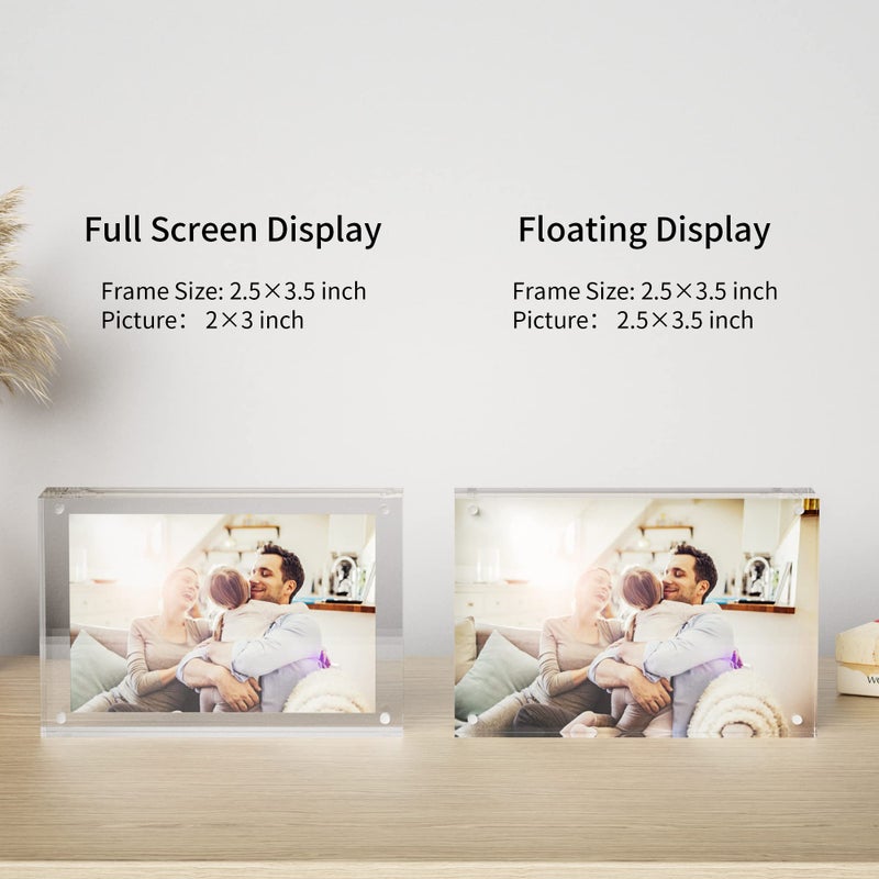 sezanrpt إطارات صورة أكريليك 2.5x3.5 بوصة حزمة من 3 صافية مزدوجة الجوانب صورة مغناطيسية كتلة سطح المكتب صورة بدون إطار إطارات صورة صغيرة 2x3 - Image 5