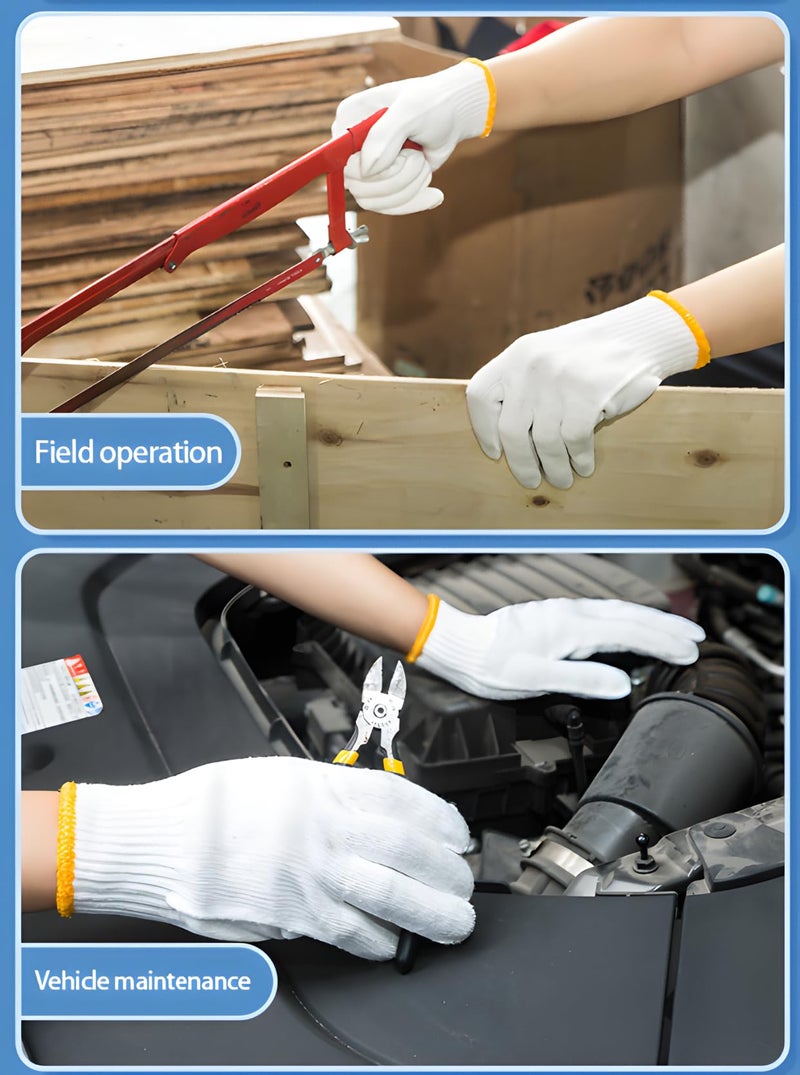 PLWJK Unisex white cotton polyester knitted safety gloves,suitable for gardening,warehouse,cooking work (12) - Image 3