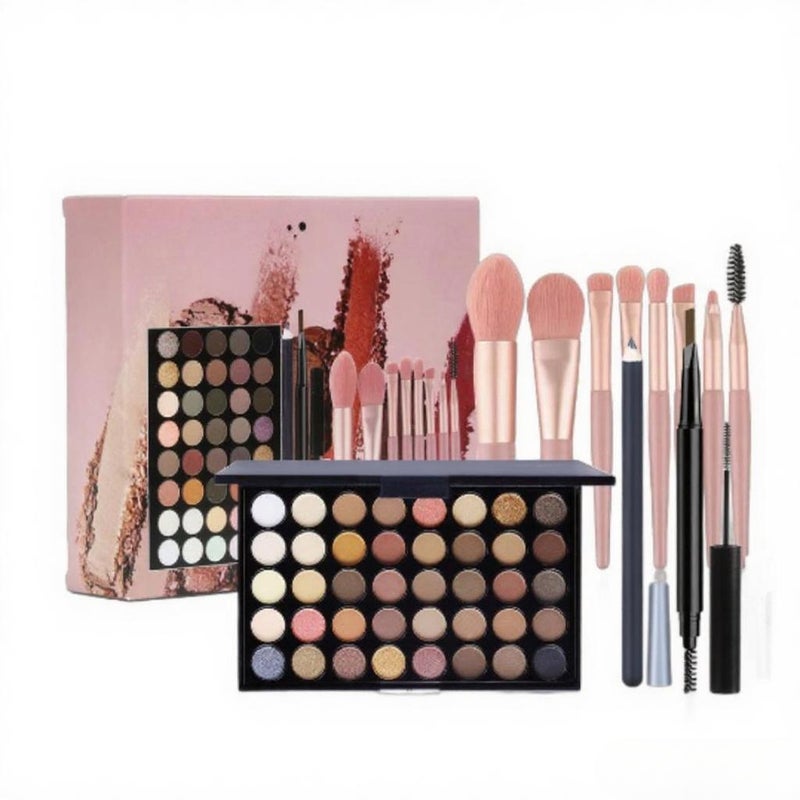 Eyeshadow Palette Mascara Eyeshadow Brush Eyeliner Eyebrow Pencil Combo Set for Beginners  12PC - Image 1