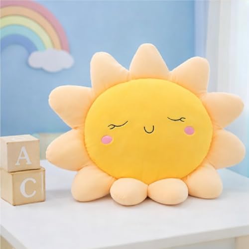 Peach Cuddle Sun Shaped Velvet Cushion for Kids Room, Living Room, Bedroom, Luxury Furnishing, Throw Pillow (16x16 inch, Orange) - Image 1