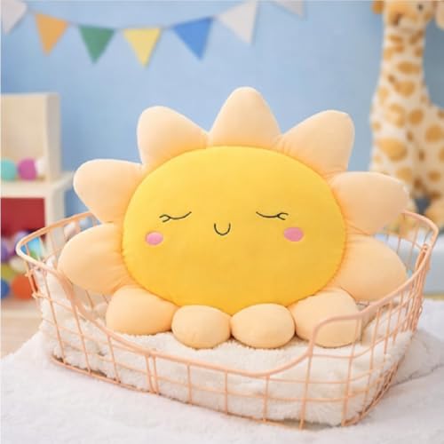 Peach Cuddle Sun Shaped Velvet Cushion for Kids Room, Living Room, Bedroom, Luxury Furnishing, Throw Pillow (16x16 inch, Orange) - Image 3