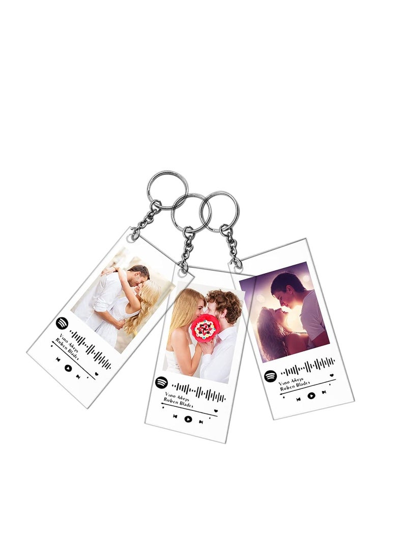 SYOSI - 20 Pcs Acrylic Keychain Blanks, Song Key Chain Blanks, 20 Transparent Rectangle Discs with 20 Metal Keyrings and 20 Jump Rings for DIY Tags, Custom Vinyl 2 x 4 Inch - Image 1
