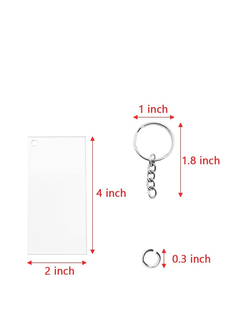 SYOSI - 20 Pcs Acrylic Keychain Blanks, Song Key Chain Blanks, 20 Transparent Rectangle Discs with 20 Metal Keyrings and 20 Jump Rings for DIY Tags, Custom Vinyl 2 x 4 Inch - Image 1