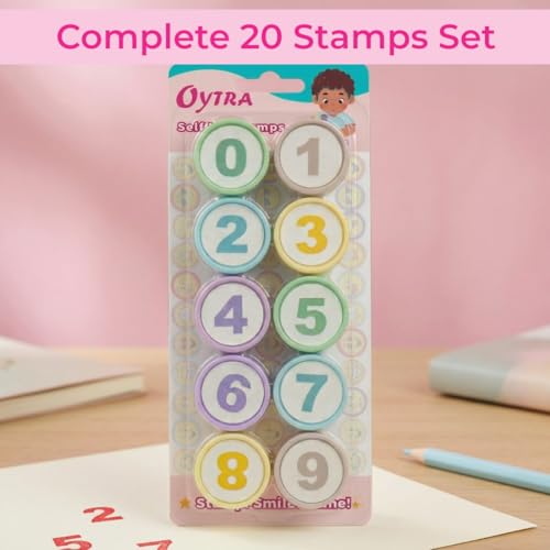 Oytra Stamps for Kids Number Set of 10 Stationery Rubber Stamp for Reward Teachers Students Scrapbooking Art Craft Birthday Gift - Image 4
